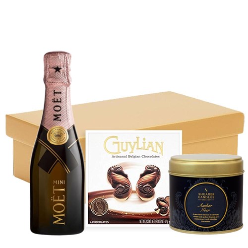 Mini Moet And Chandon Rose Champagne 20cl & Candle Gift Hamper